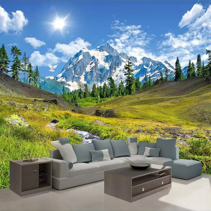 Home Textiles Photos - Snow Mountain Plateau Natural Scenery 3D