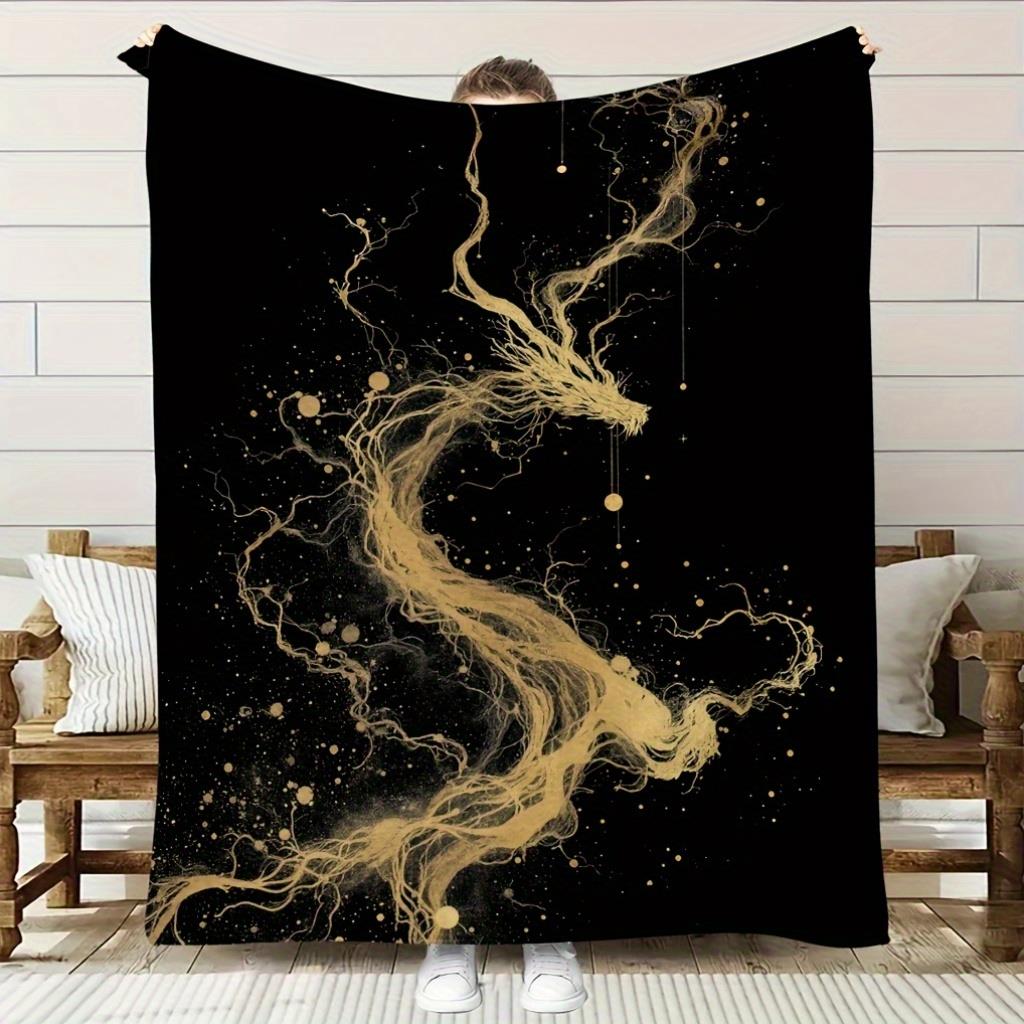 Home Textiles Definition - One Comfortable Golden Dragon Pattern Flannel