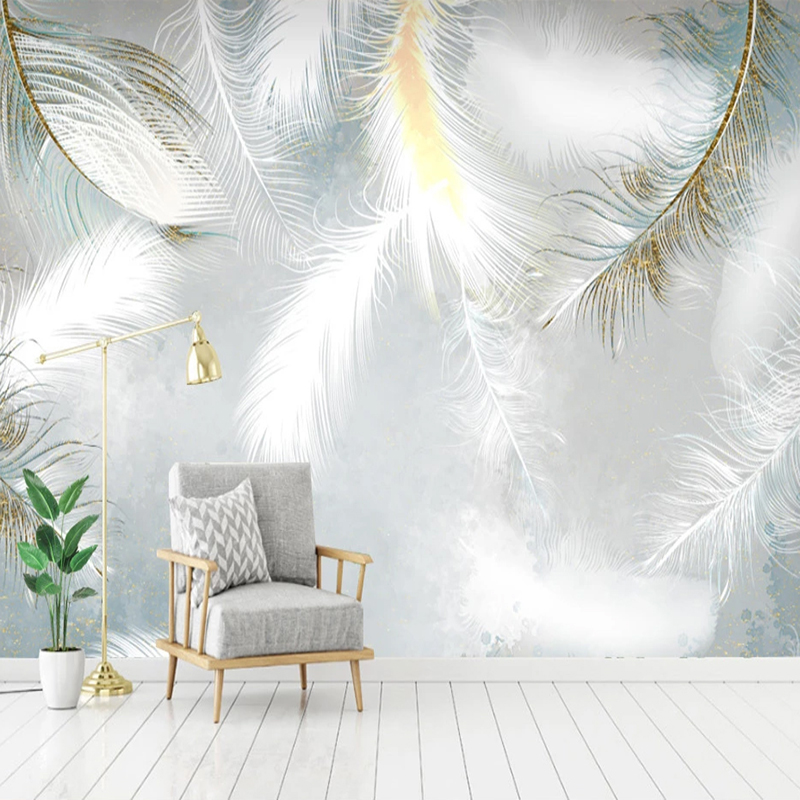 Home Textiles Photos - Custom Photo Wallpaper Modern Romantic White
