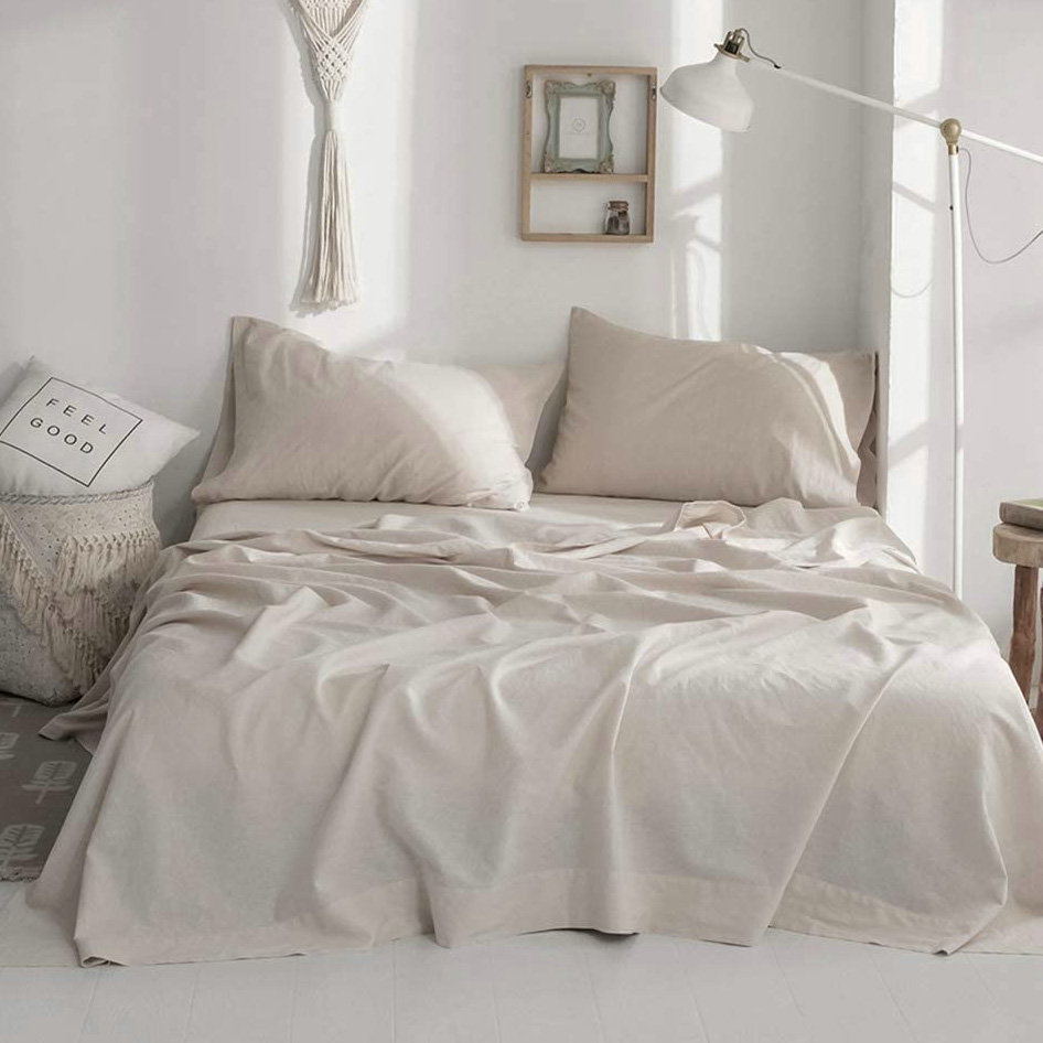 100% Linen Soft Bed Sheets, Qu - Fitted Sheet Deep recension och pris