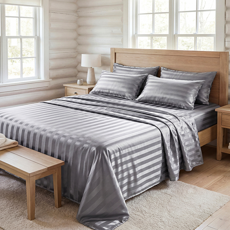 Wrinkle Resistant Striped Sati - Fitted Sheet Deep recension och pris