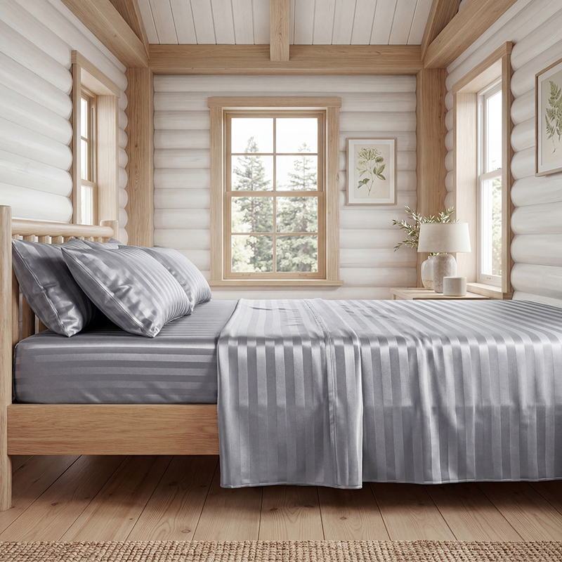 Wrinkle Resistant Striped Sati - Fitted Sheet Deep recension och pris