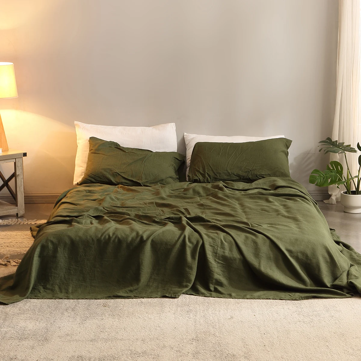 Bed Sheet Set 4 Piece 100% Pur - Fitted Sheet Deep recension och pris