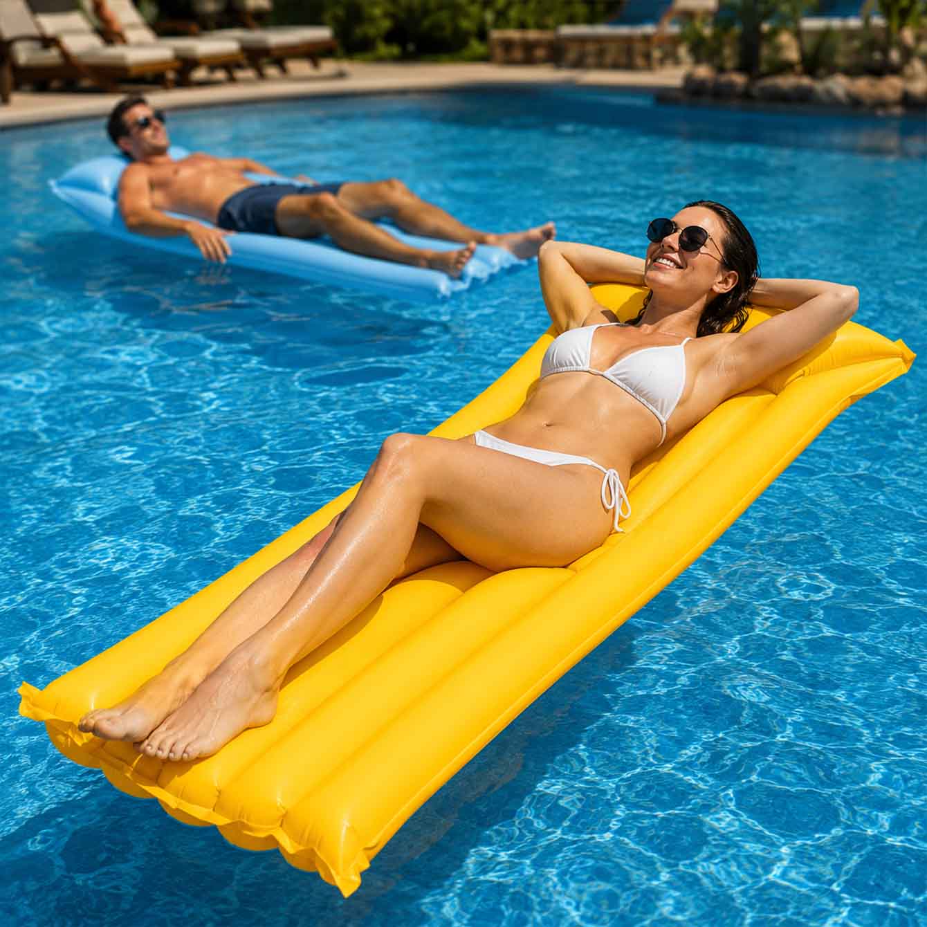 1PC Pool Float Bed Inflatable  - Fitted Sheet Deep recension och pris