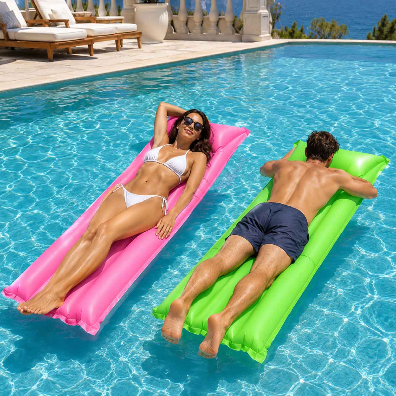1PC Pool Float Bed Inflatable  - Fitted Sheet Deep recension och pris