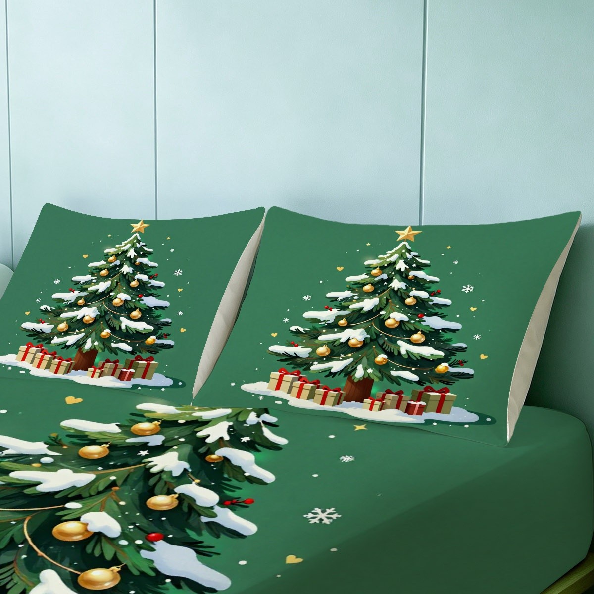 Holiday Snow Scene Christmas T - Fitted Sheet Deep recension och pris