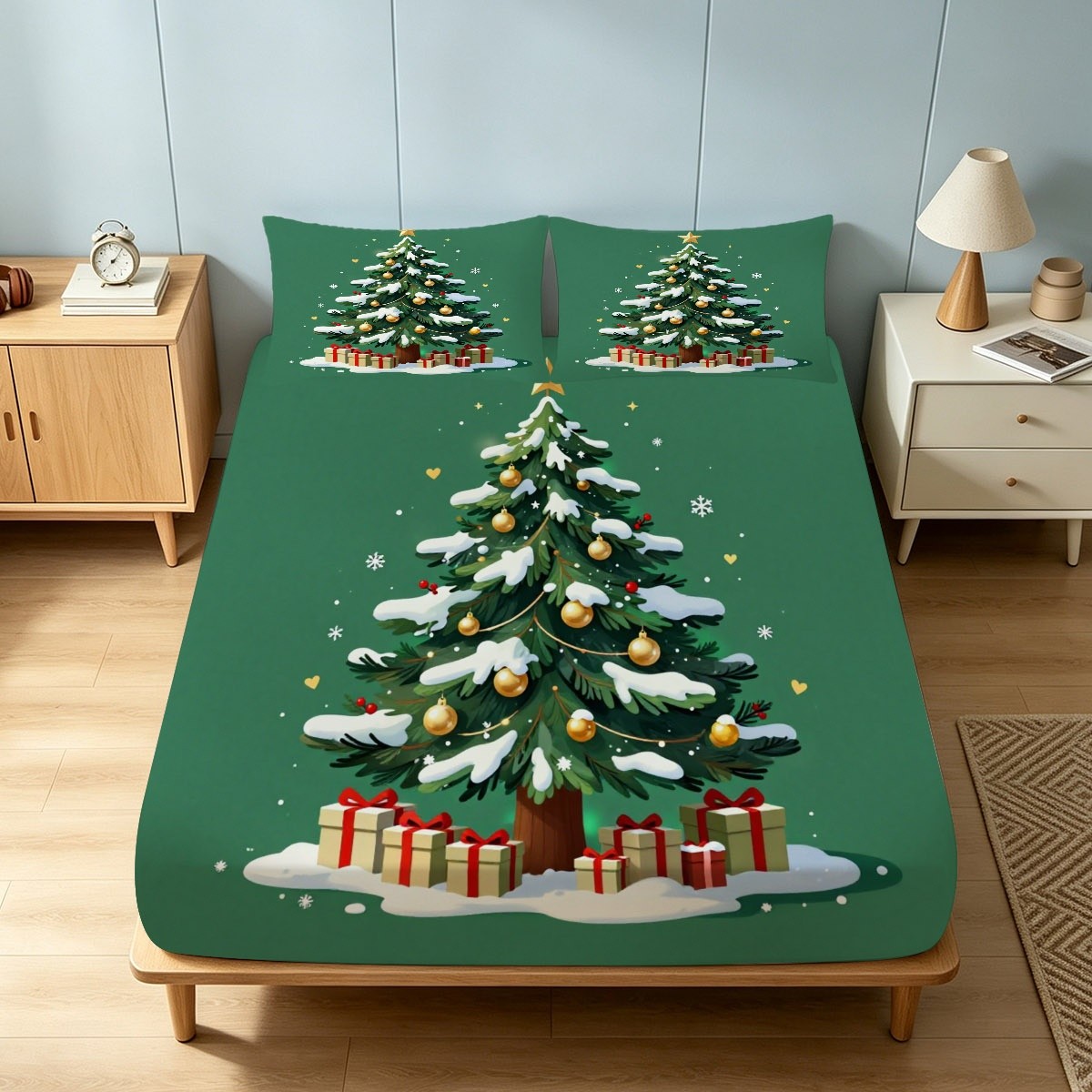 Holiday Snow Scene Christmas T - Fitted Sheet Deep recension och pris